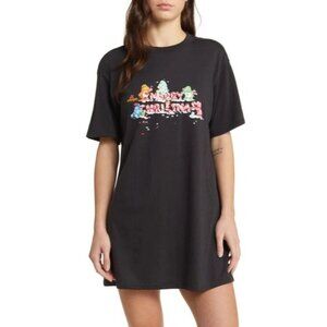 BP Retro Graphic Short Sleeve Sleep Shirt Black Graphic Merry Care Bears L NWT